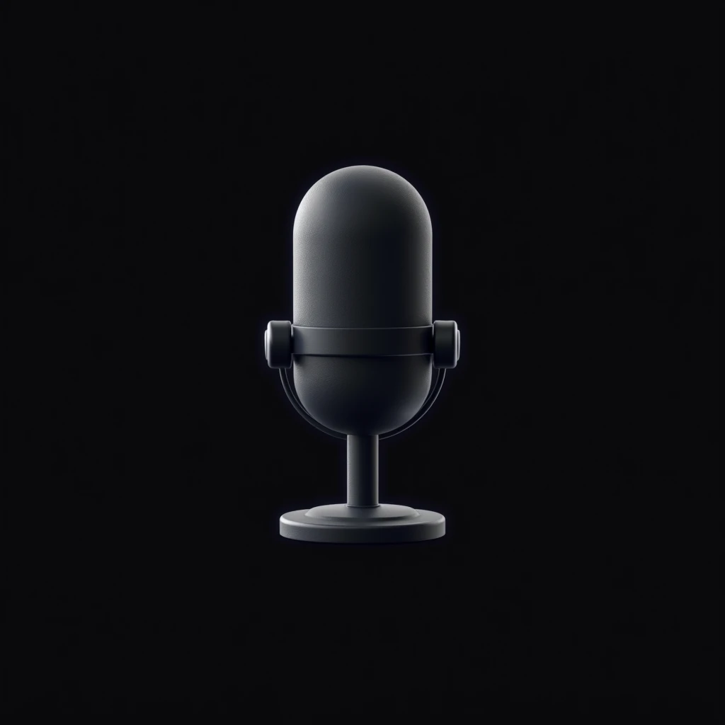 I want a picture of a podcast microphone , black backdrop, a microphone like the PodPah Channel logo, a cartoon-shaped microphone, just a cartoon podcast microphone, but without an animated face