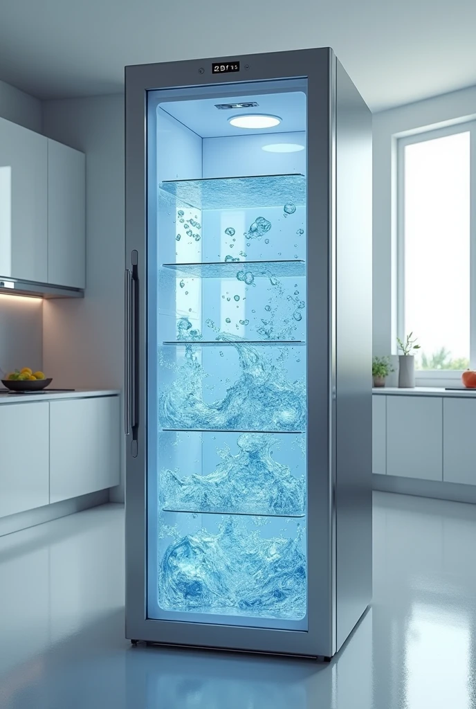 Large refrigerator with water inside