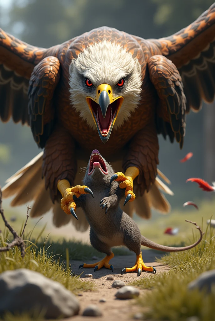 Bird eating mouse