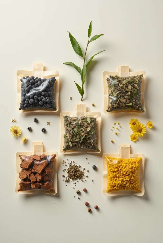 I want 3 small square tea bags, 1 of dried blueberry and nettle, the other one of insulin ( the leaves of the insulin plant) and the last one of cinnamon and leaves of the plant nicknamed dandelions. EVERYTHING MUST BE CRUSHED THAT IS NOT PLASTIC, IT HAS TO BE IN TEA BAGS