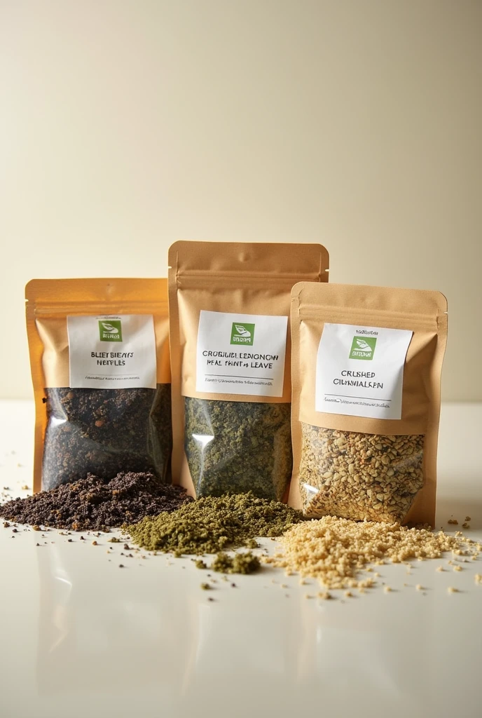 I want 3 small square tea bags, 1 of dried blueberry and nettle, the other one of insulin ( the leaves of the insulin plant) and the last one of cinnamon and leaves of the plant nicknamed dandelions. EVERYTHING MUST BE CRUSHED THAT IS NOT PLASTIC, IT HAS TO BE IN TEA BAGS