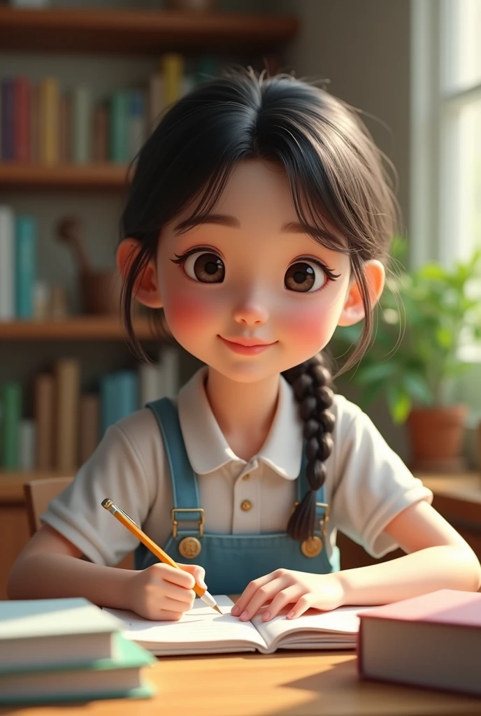 (photorealism:1.2),Image of a cute GIRL studying ENGLISH 