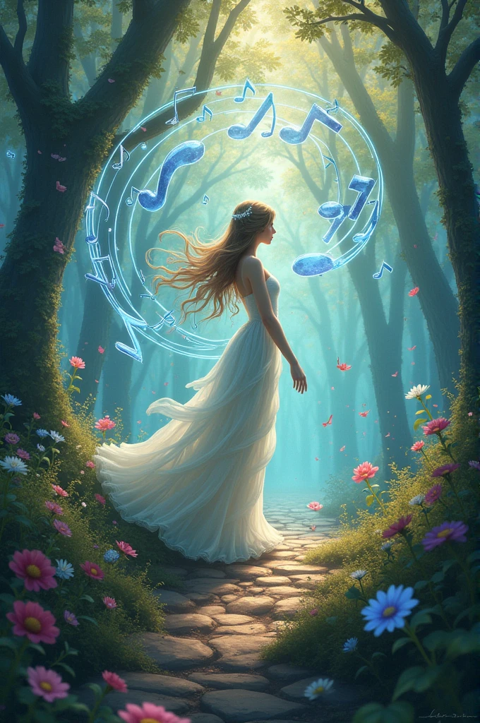 Image with musical notes in the background