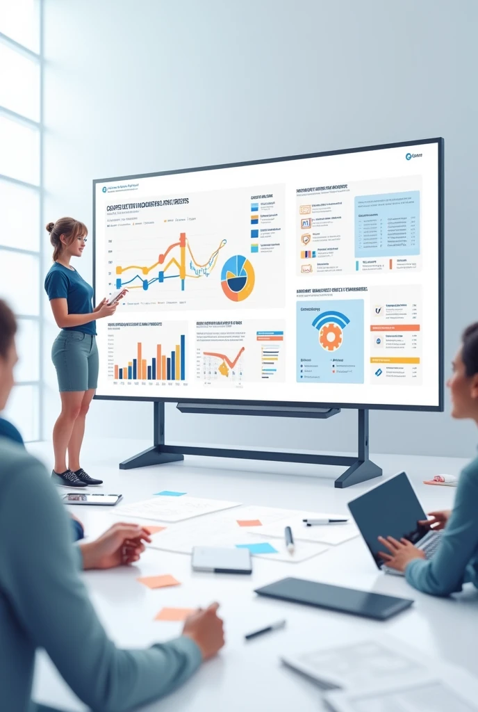 Project Coordination:**
- **Image Idea:** A project management dashboard with tasks, timelines, and progress bars, or a whiteboard with a project plan laid out.
- **Purpose:** To represent planning, organization, and keeping projects on tra
