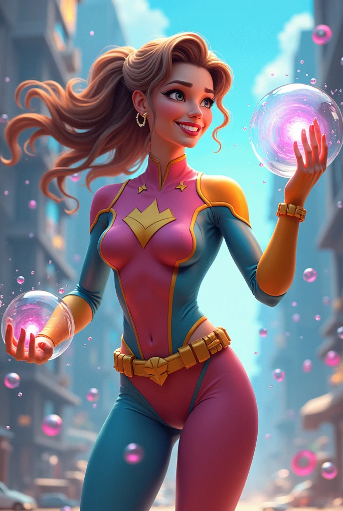 Bubble power girl in 3d