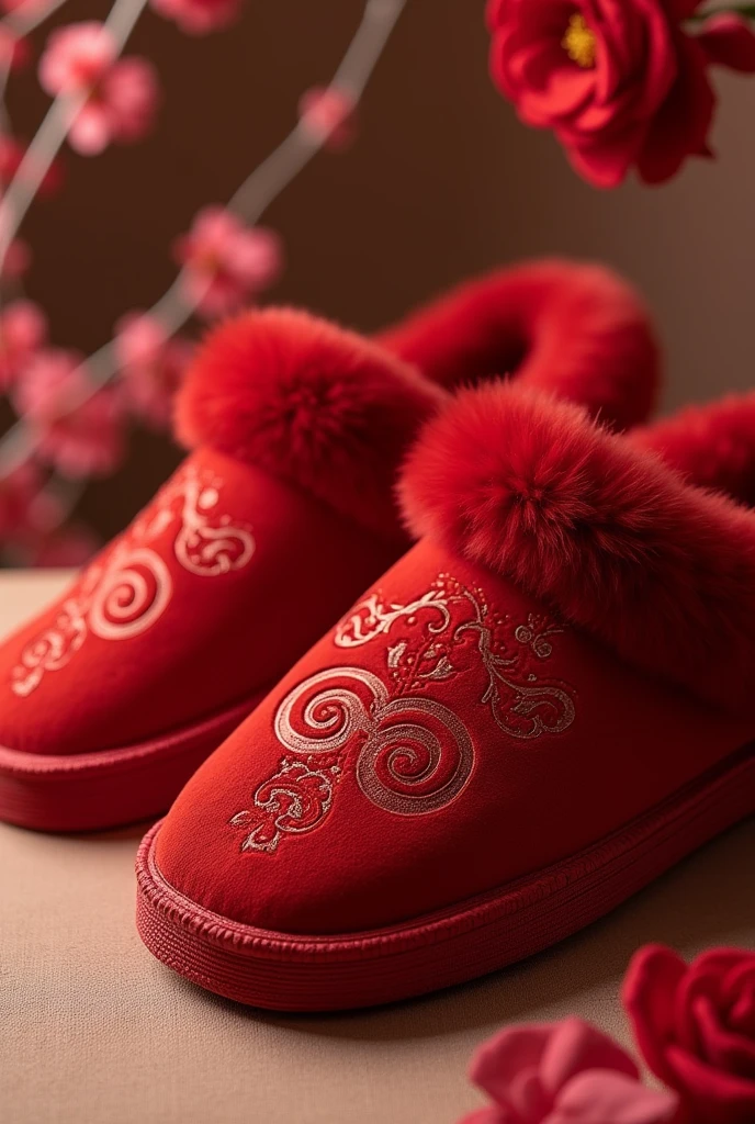 Orient red slippers showing it sole