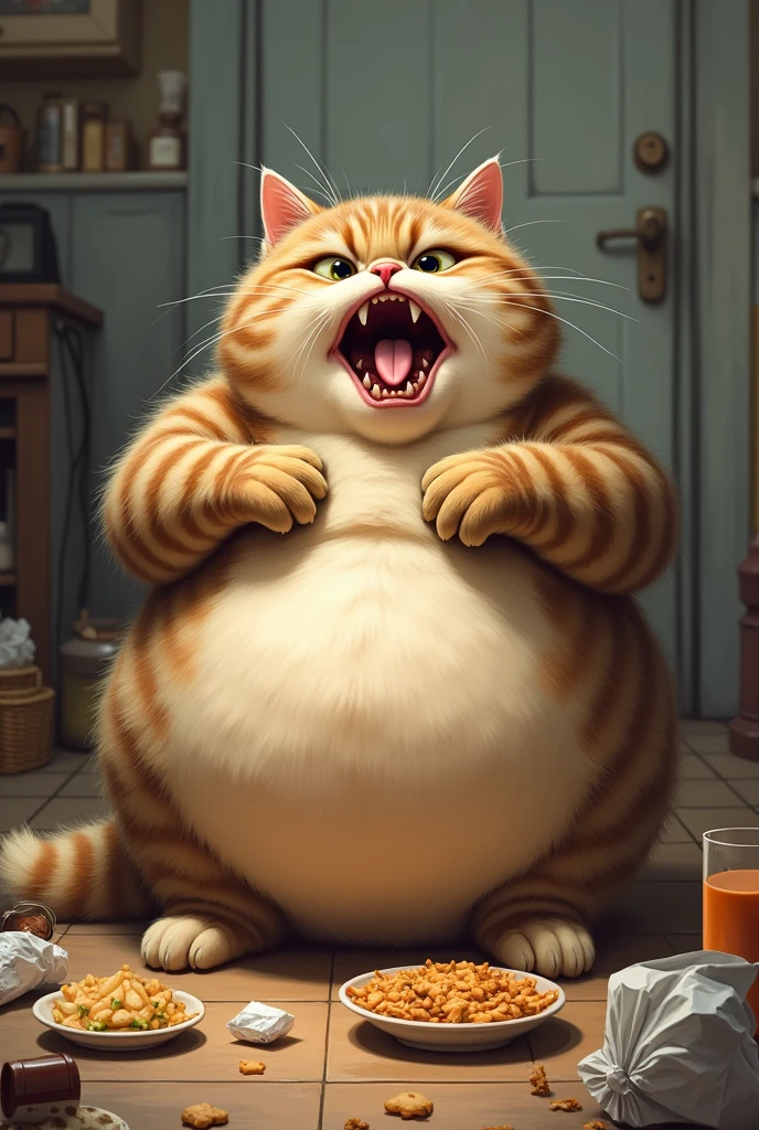 goofy cat fat eating much till exploding