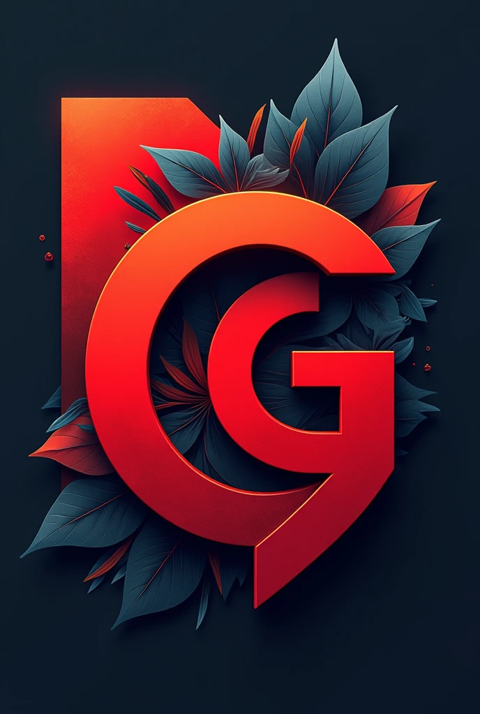 Create a logo with the letters D and G with a graphic design background with the letters in red 
