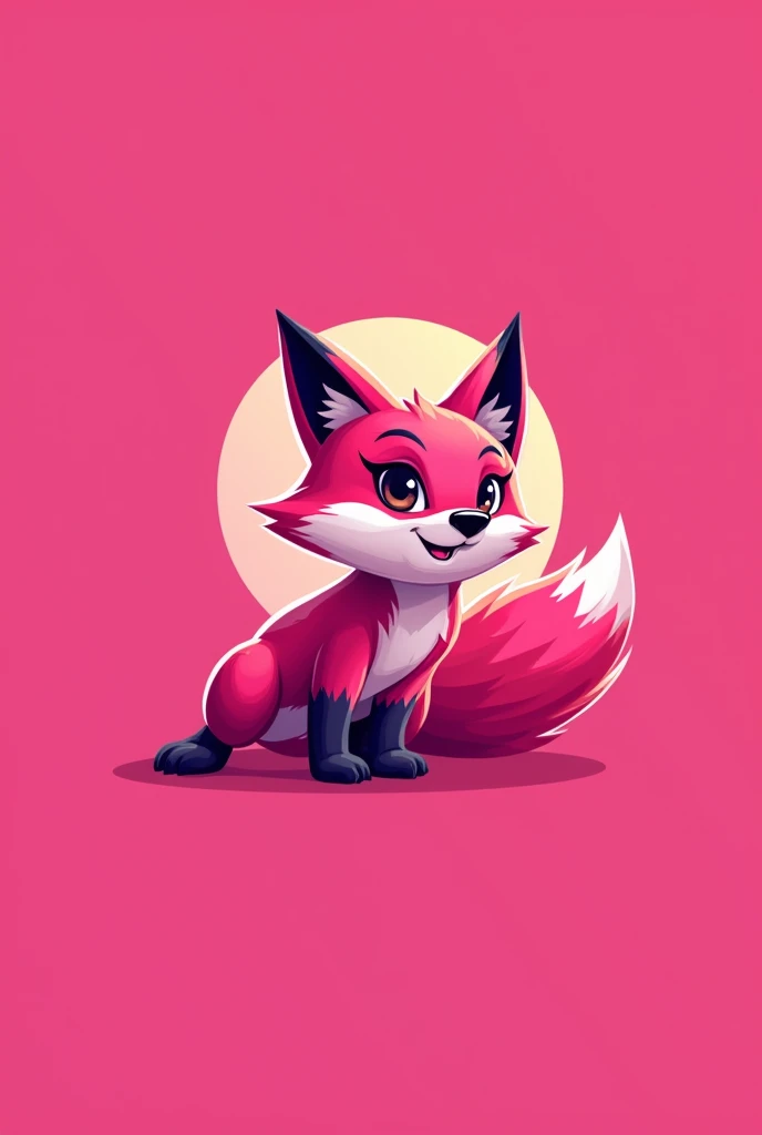 The logo of a sports hall, the color of the room is pink, image must not be realistic, and the logo should represent a fox in pink