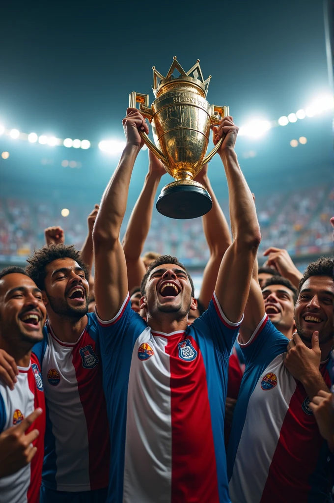 Make me the players of the Olimpia Club of Paraguay lifting the Libertadores Cup