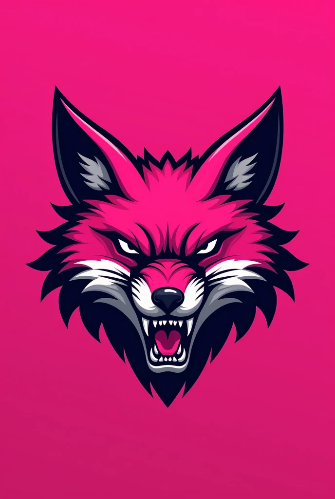 The logo of a sports hall, the color of the room is pink, image must not be realistic, and the logo should represent a fox in pink. More aggressive, showing sporting competitiveness