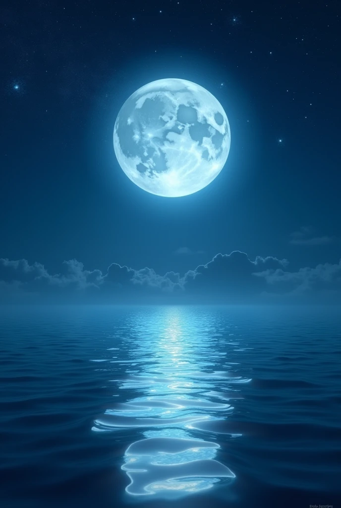 I want a beautiful image of the moon at night reflecting in the light of the sea