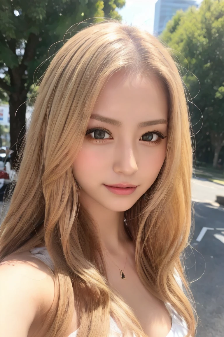 Long Hair,Curly Hair,White beige hair color:1.2,、Sunburn:1.5,Selfie:1.5、masterpiece、Highest quality、非常に精細な8k、Ultra HD、Very detailedな、Very detailed、とてもRealistic、Realistic、Japanese、One person&#39;S、High head rate、Beautiful realistic face、Realistic face in every detail、Attention to detail, Realistic Hair、Beautiful and realistic hairstyles、Beautiful and realistic eyes、hVery detailed realiStic eyeS、Proportional eyes、HVery detailed pupilS、Very detailedリアルな自然な眉毛、Very detailedリアルな唇、 Beautiful and realistic lips、Pink lipstick、Sexy lips、Realistic and well-proportioned breaStS、Realistic medium Sized breaStS、Slim Abs、Very detailed皮膚、Ultra-high resolution,8k,Realistic、 Perfect Sentence, Detailed lighting, Dramatic Shadows, Ray Tracing, 1 person, Looking at the audience、Tight white camisole:1.5、Big Breasts:1.4 、Condescending smile、Compensate、Sit on the bed