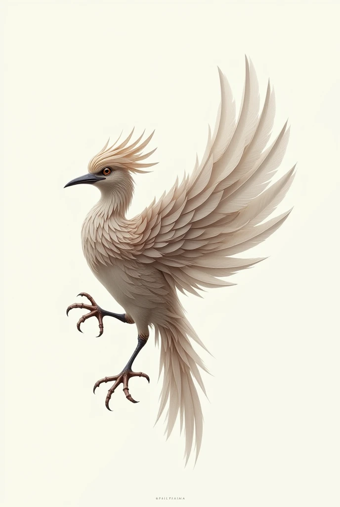 Design a bird logo from bird wing feathers. head, feet, wings all Design with bird feathers only.