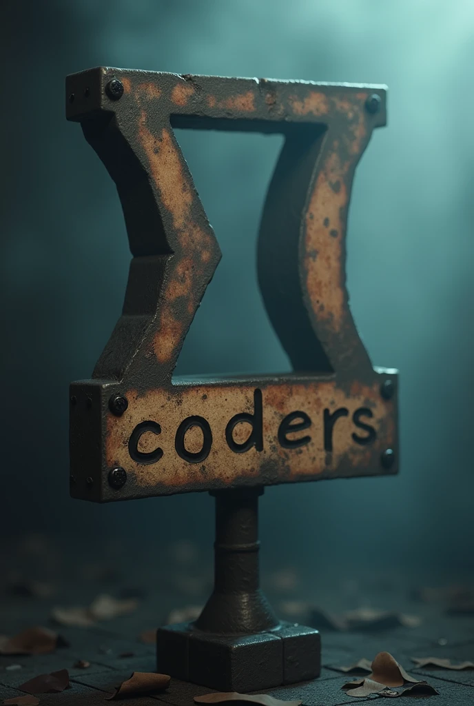 detailed ((lowercase greek letter alpha)) as backgroud, detailed sign that says "C0ders" in foreground, cinematic lighting, dramatic composition, volumetric fog, muted color palette, hyper realistic, octane render, 8k, highly detailed, photorealistic. Difumina el fondo y enfoca el letrero.