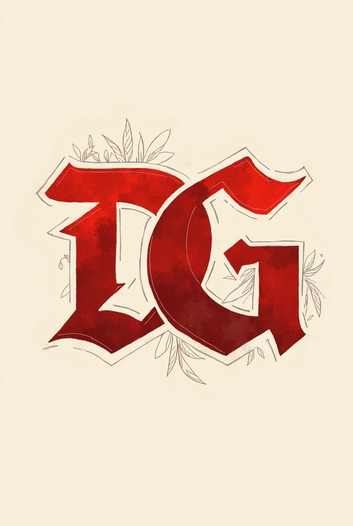 Make a logo with the letters D and G in red and a hand-drawn background