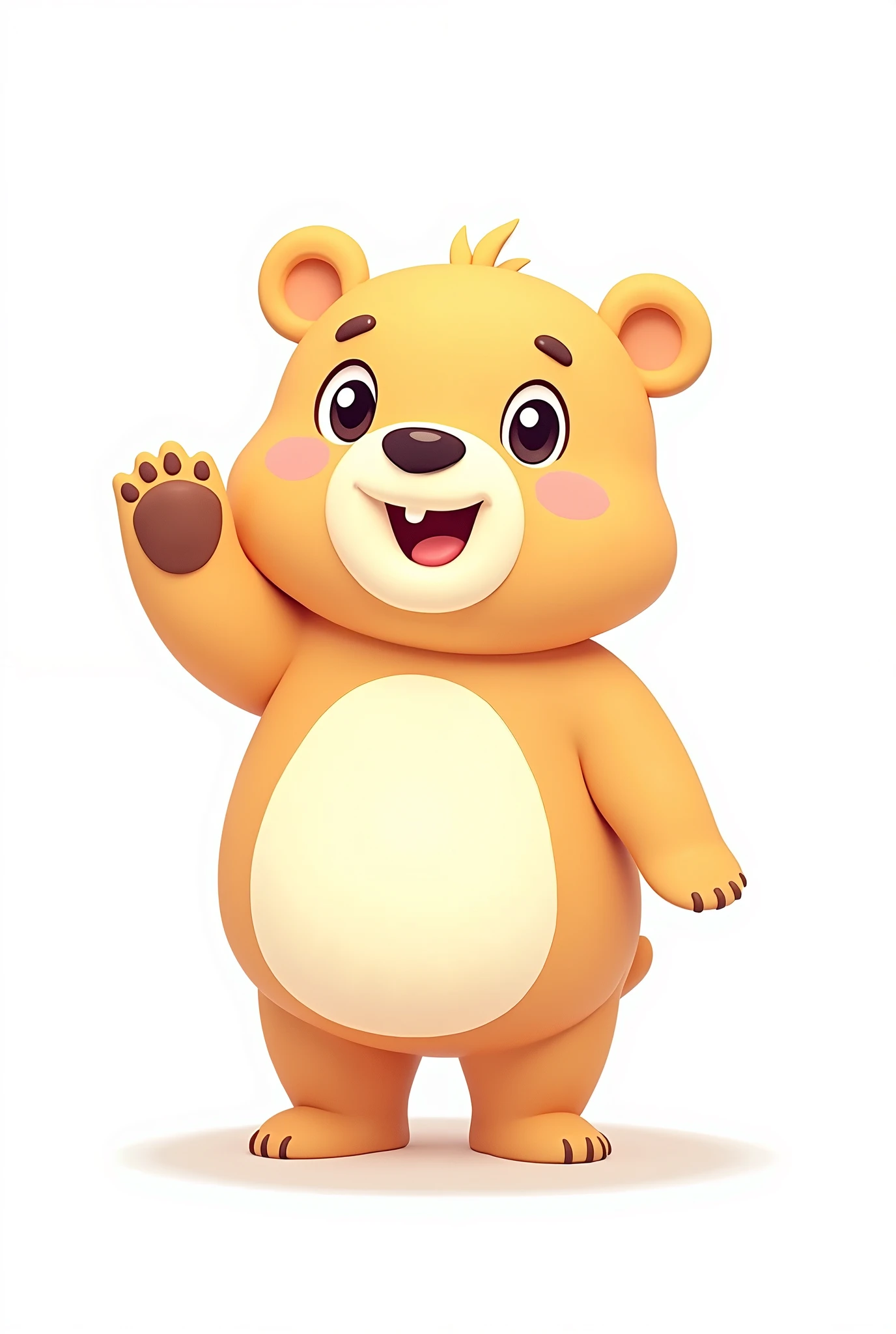 a cute bearwith a smiling face , line art, cartoon character, 3d style, high-quality, coloring book, for hand draw, lineart, coloring page ,simple for coloring