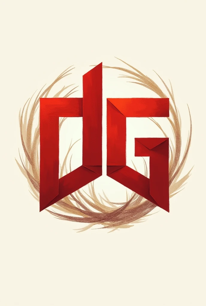 Make a logo with the letters D and G in red and a hand-drawn background
