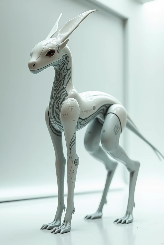 A sleek quadrupedal creature with cool design pattern.