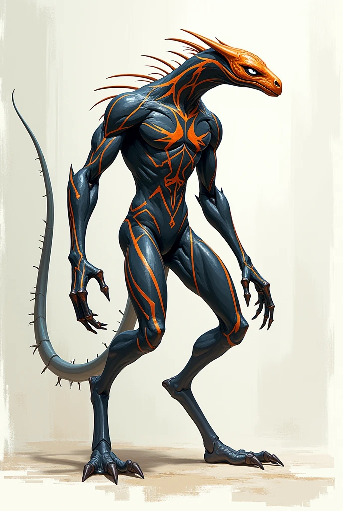 A sleek quadrupedal creature with cool design pattern and stripes.