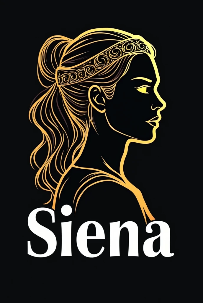 I would like to create a logo for my professional company, that is related to: 1. the city of Siena(It is also his name, add it in the image) 2. Sportswomen 3. A striking face of a cute young woman in outline. 4. sportswear 5. A Greco outline with similarity to Versace 6. in bright colours between white and gold, 7. Additionally you can add innovative ideas in relation to the market, Ideally, it should be a logo for social networks and eye-catching..