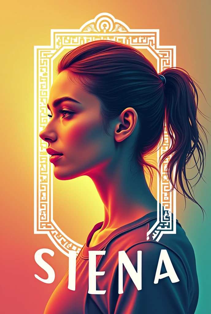 I would like to create a logo for my professional company, that is related to: 1. the city of Siena(It is also his name, add it in the image) 2. Sportswomen 3. A striking face of a cute young woman in outline. 4. sportswear 5. A Greco outline with a similarity to Versace 6. in bright colours between white and gold, 7. Additionally you can add innovative ideas in relation to the market, Ideally, it should be a logo for social networks and eye-catching.. A Greco outline with a similarity to Versace