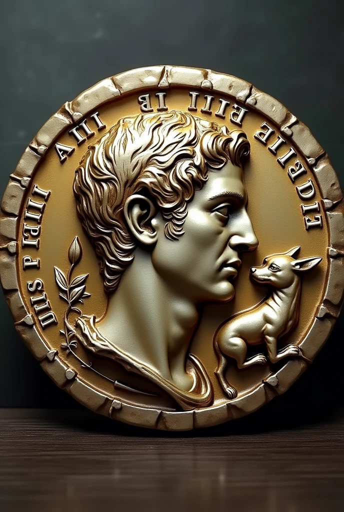 I created a prompt, of a coin of Julius Caesar with a dog on the coin, and on the edge of the coin the writing, Animalland