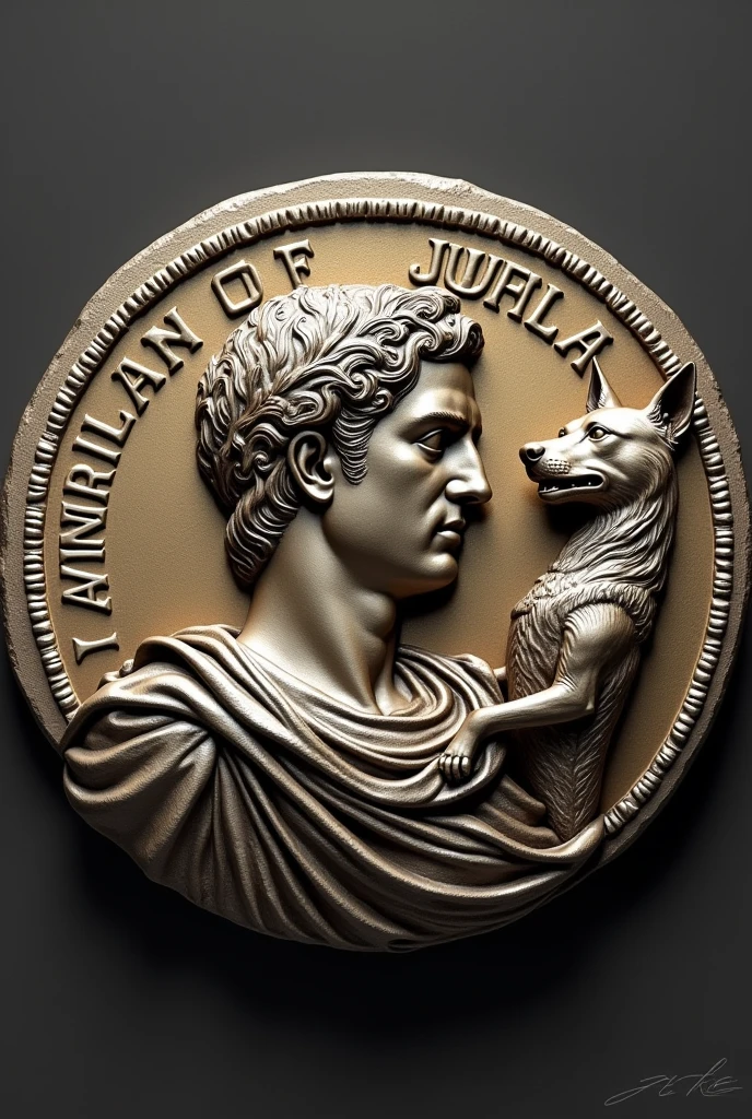 I created a prompt, of a coin of Julius Caesar with a dog on the coin, and on the edge of the coin the writing, Animalland