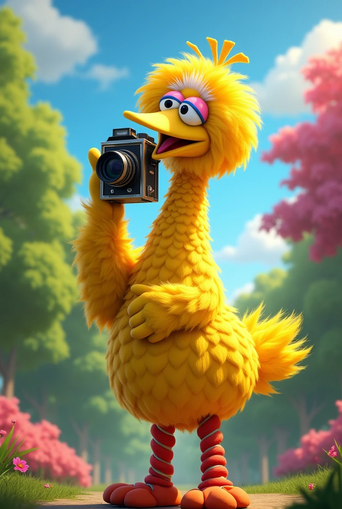 Big bird taking a photo with his camera