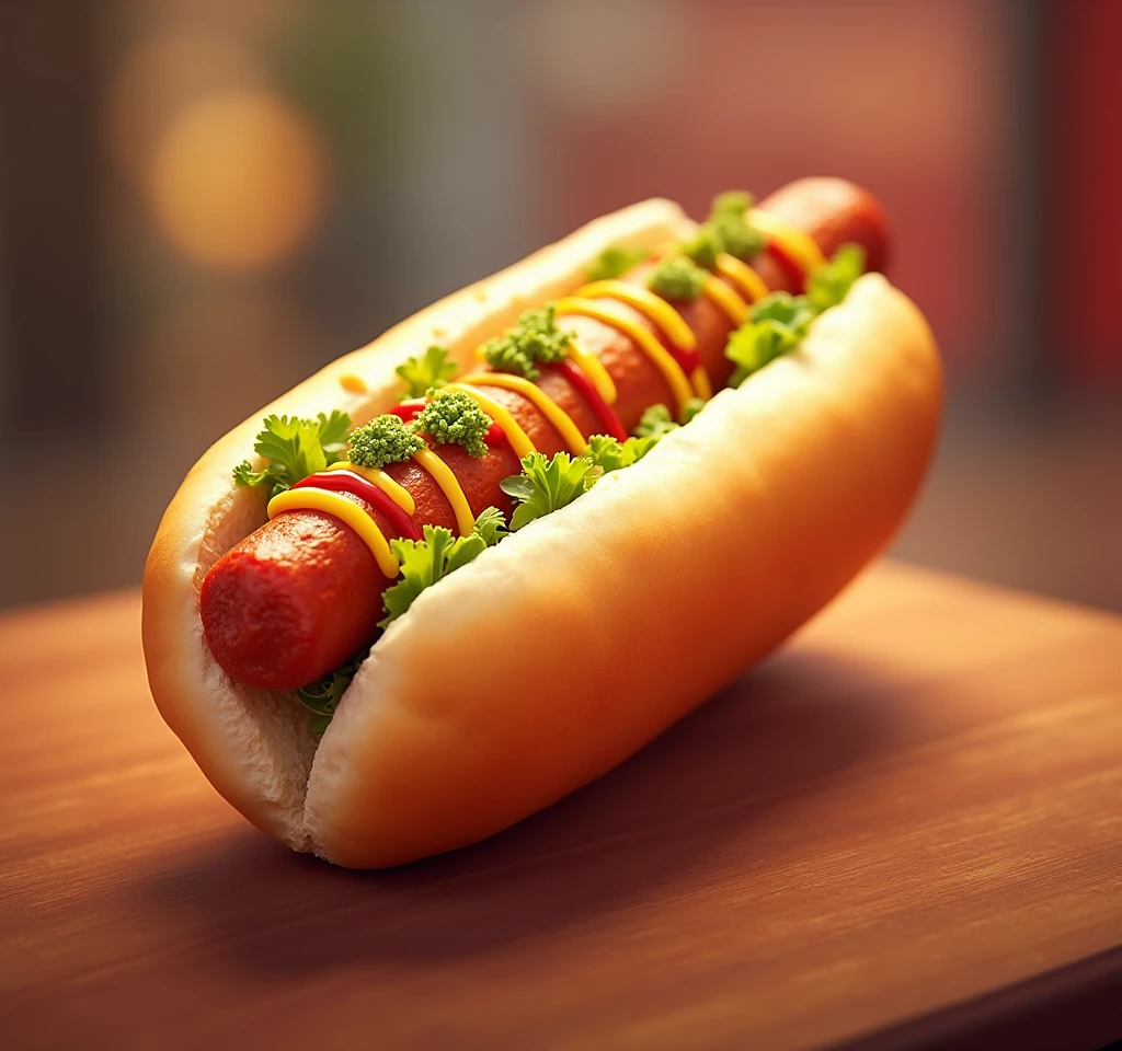hot dog image for advertising that says hot dog your in the background