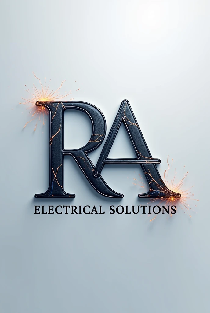 Create an electrical company emblem with the initials R and A with an electrical solutions slogan 