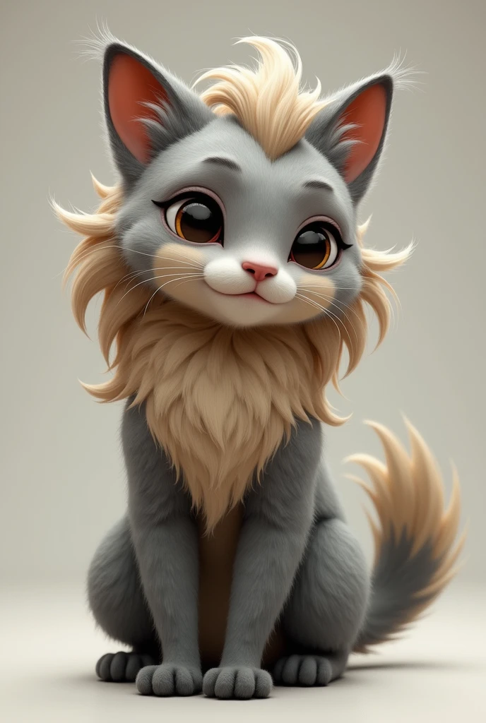 A gray Furry with brown hair.