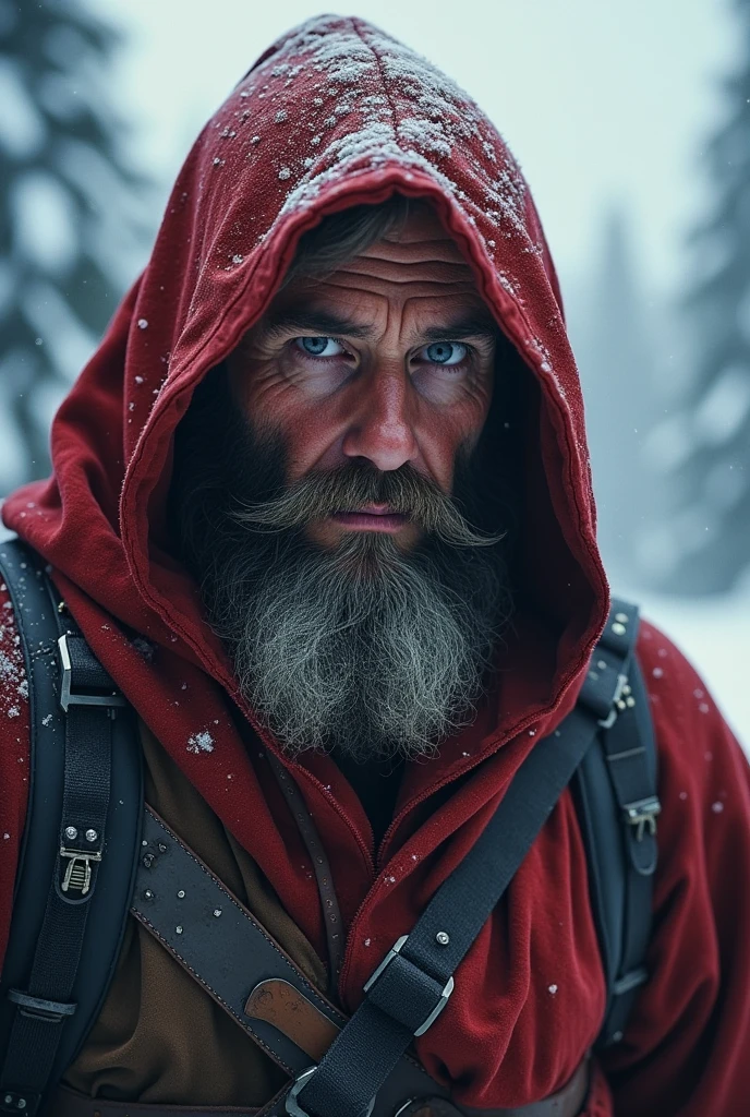 A Templar knight bearded mountain man surprised that actual war is even more brutal than in his time. New York Devastation, 3D effect ultra-detailed intricate insanely full HD resolution 4K ultra-realistic, ultra detailed, photorealistic digital painting cinematic film light, expressive eyes, an image of a bearded mountain man in a red hooded robe with mountains in the, Kerembeyit, a character portrait, fantasy art, sean harris wizard, viking and templar aesthetics, closeup portrait of an mage, picture of a male cleric, from witcher (2021), epic character portrait, 3D effect ultra-detailed intricate insanely full HD, golden ratio, volumetric modeling, spotlight embroidery, accents masterpiece, Art photography by Jock Sturges Camera: Alsaphot Le Cyclope 105mm f/4.5 with Ilford Delta ISO 400 film.. The 3D effect is so ultra-detailed that every pore, and every line of expression.bearded mountain man wearing a hoodie in a snowy forest with snow on the trees,, epic fantasy character art, a character portrait, cyberpunk art 3D effect ultra-detailed intricate insanely full HD, full body portrait, hyperrealist artwork, photorealistic digital painting cinematic film light, expressive eyes, wearing a winter hat in front of a steampunk aesthetic snowy mountain range, a character, portrait, photorealism, cg society contest winner, 8k artistic portrait photography, cinematic realistic portrait, highly detailed vfx portrait, cinematic shot epic portraits, portrait of a rugged ranger, portrait of an adventurer, adventure, beard gray, an image of a man in a fur coat on top of a snow covered mountain, a detailed matte painting, male polar explorer, combat and adventure photography, matte painting portrait shot, neanderthal people, hunter alone in the wilderness, wearing cave man clothes, (steampunk), (cyberpunk aesthetic), (retrofuturism, atompunk), heroic proportions, inside trunks cabin, campfire, , western, wild west, low-angle shot, dramatic angle, extreme angle shot, epic fanta