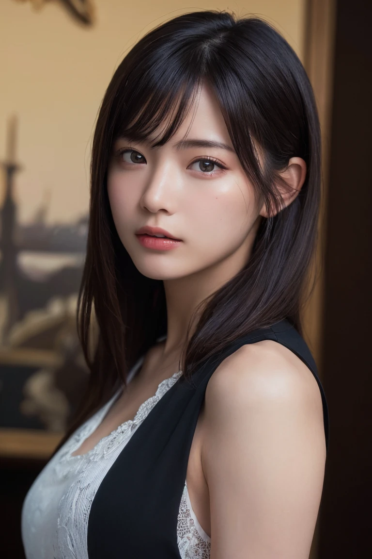(Highest quality:1.4),(masterpiece:1.4),(Realistic:1.4),(Realistic:1.2),(超High resolution, RAW Photos:1.4),(High resolution, Very detailed:1.2),(8k:1.2),Movie Photos,a photo of a dark-haired,one person's,alone,wear ,((China dress))、((Upper Body:1.3))