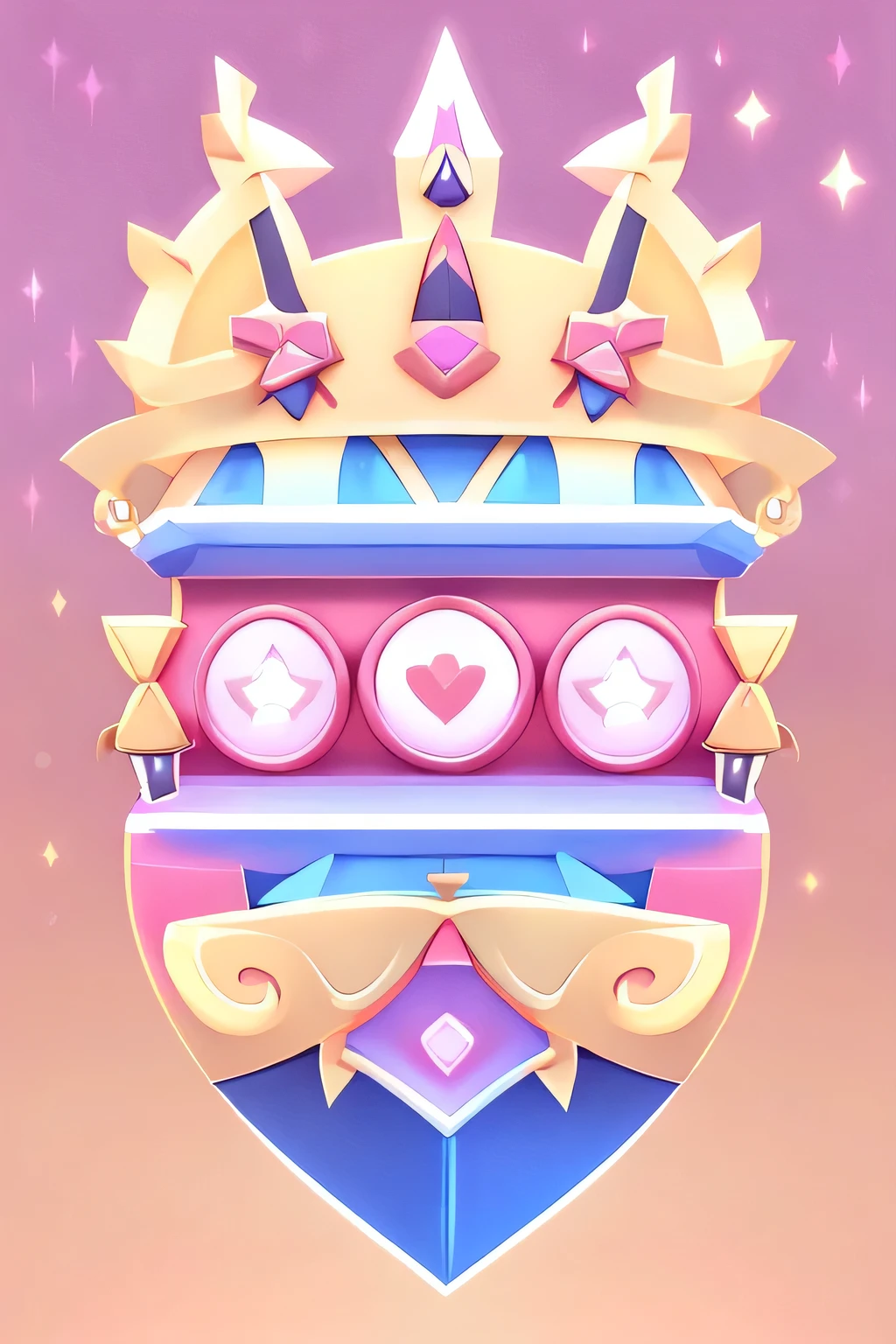 symmetrical pattern, longsword ,weapon, pink color, cute, Disney style, European and American cartoons, stylized game art game assets, 3d rendering style, stylized game art, 3d icons for mobile games, , games Icon stylization, mobile game assets, detailed game art, game icon assets