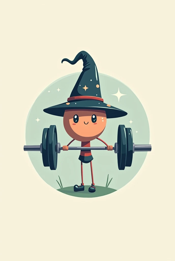 A logo with a crooked gym bar and just a wizard's hat on top.