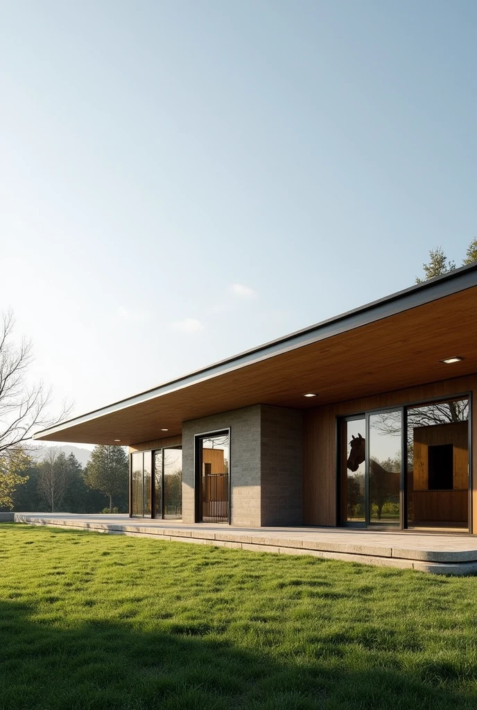 Create horse stables in the style and features of Craig Ellewood's architectural works