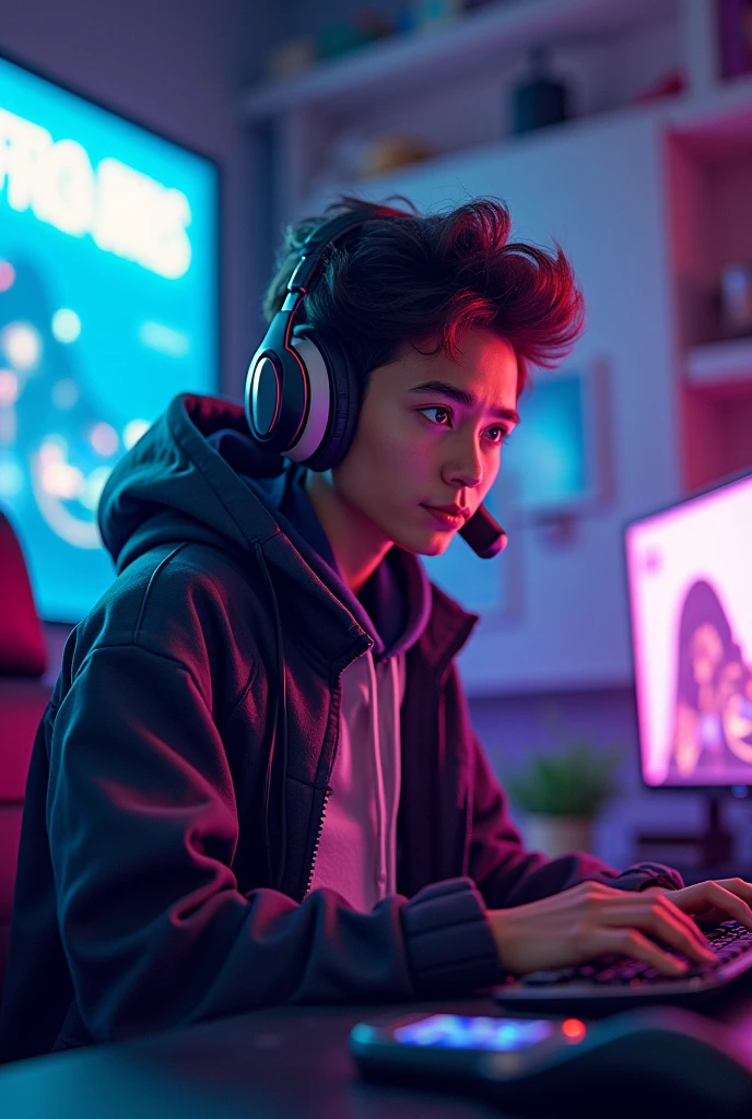 A photo that says ( Stream in a few minutes ) I want you to design them streamer style ( say it in Spanish)