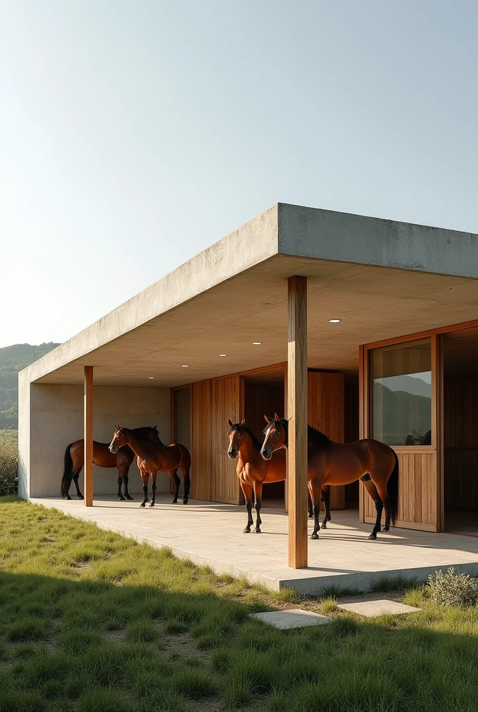Create a horse stable in the style and features of Craig Ellewood's architectural works