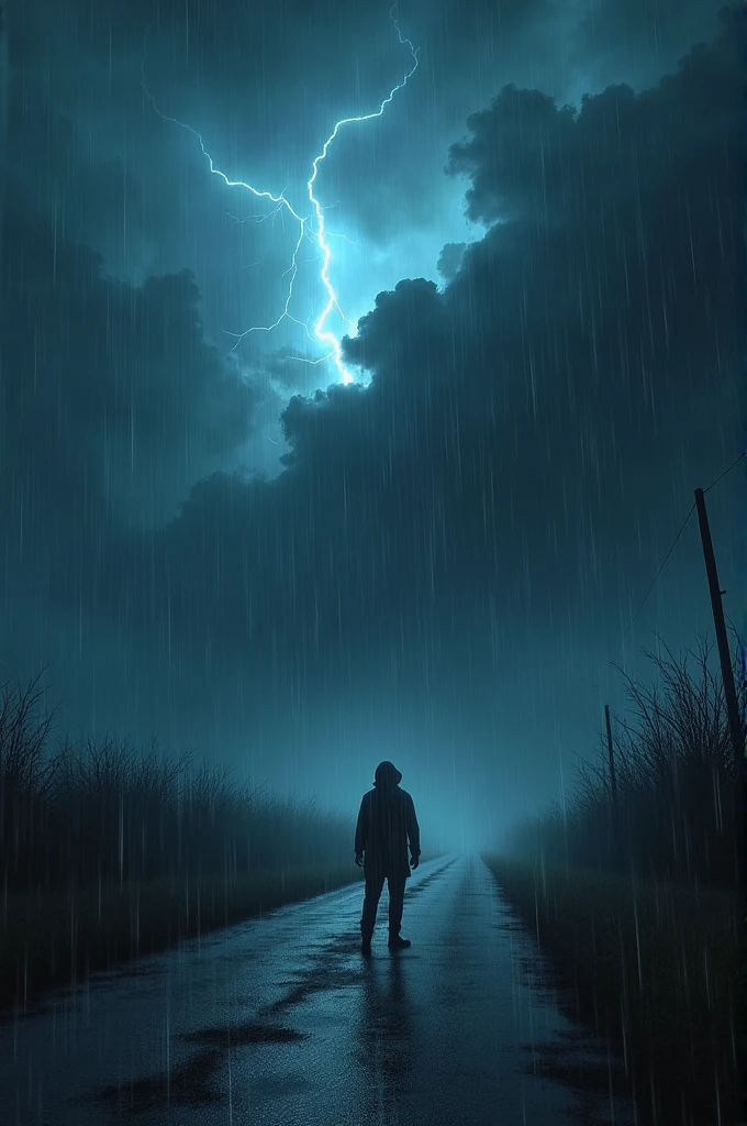Stormy night and heavy rain
