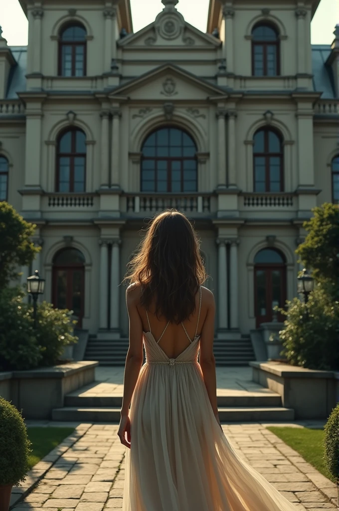 The woman returns to the mansion crying because her boyfriend was arrested