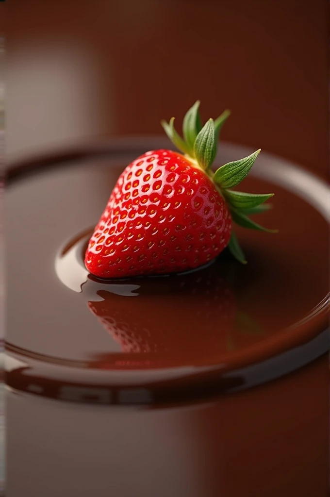 Strawberry on a chocolate mirror