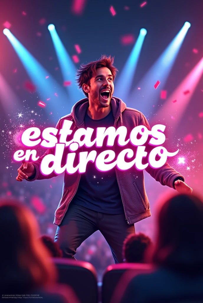 A photo that says ( Estamos en directo ❤️🔥 ) I want you to design them streamer style