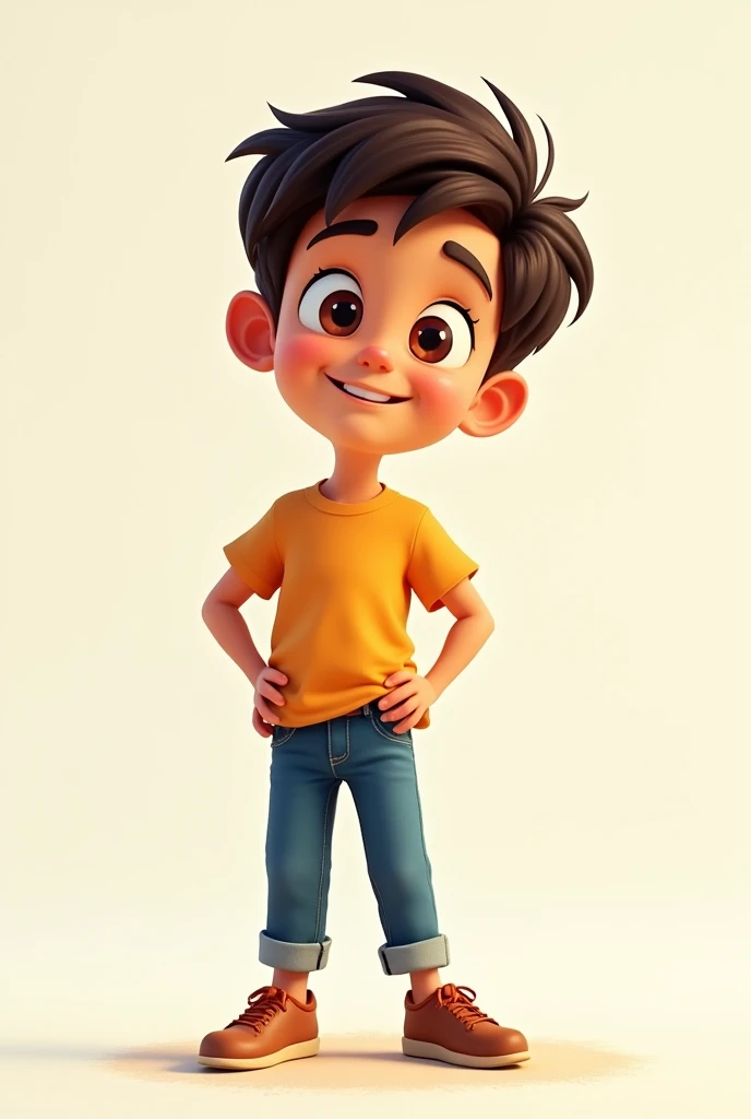 Boy standing front animated without background