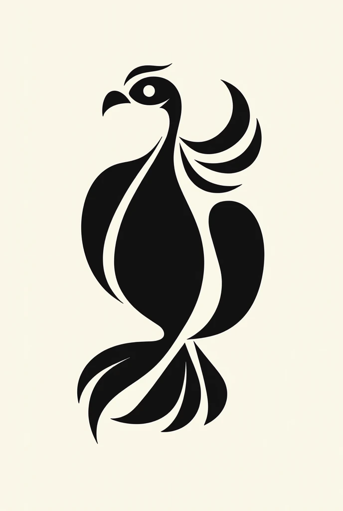Apparently, the picture you sent, depicts a stylized bird with black curvy lines and shapes on a plain background. Features of this bird, Details such as eyes and feathers are represented abstractly.
To recreate this type of design, Using graphic design software you can draw the outline of the bird with similar curved lines and shapes.. Moreover, You can make the design stand out by using a simple background..