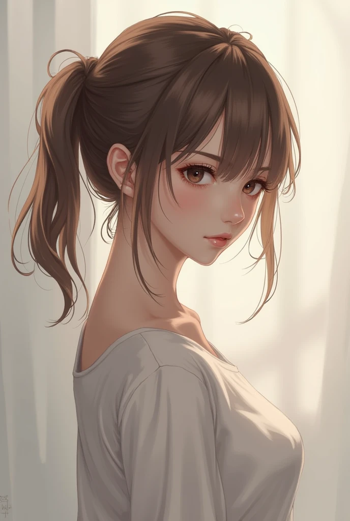 ponytail　Ash brown hair