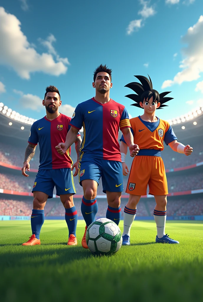 messi, Cristiano Ronaldo, are Goku on the same soccer team 