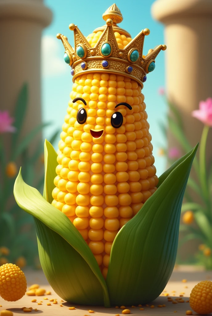 A corncob with a crown from the telegram game