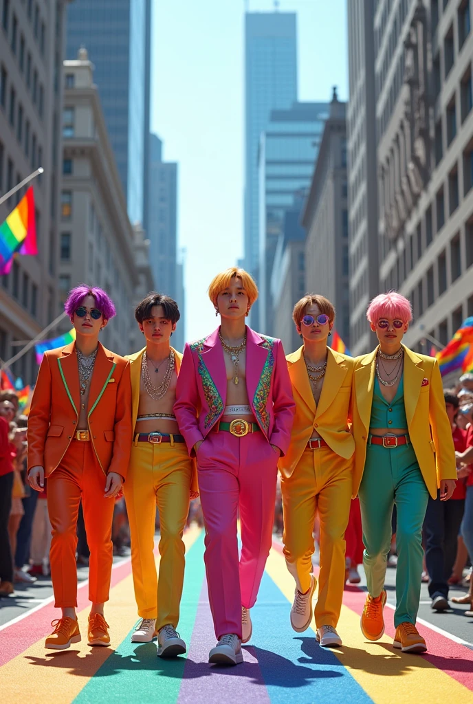 BTS dressed up for the gay pride parade