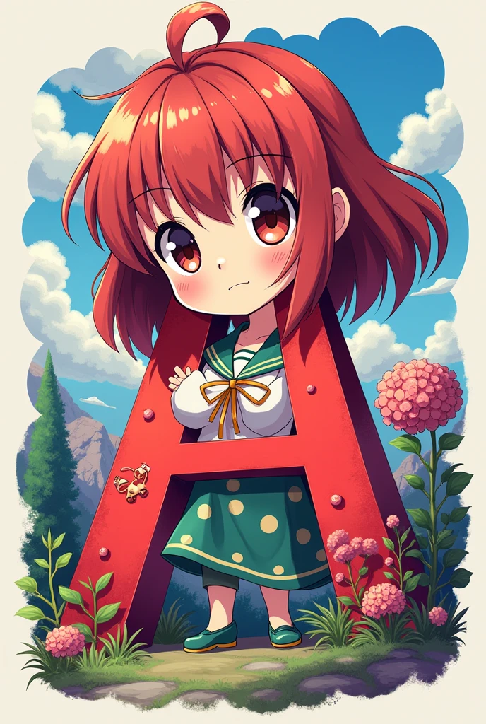 letter A with Japanese anime style